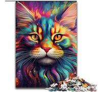 Puzzle 1000 pièces Lynx coloré en Bois, Jeu Familial interactif, adapté aux 14 Ans et Plus, 50x75cm, Casse-tête, Jeu pour Adultes, activité familiale Interactive