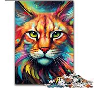 Puzzle 1000 pièces Lynx coloré en Bois, pour Noël et Le Nouvel an, Cadeau de Vacances 50x75cm, Jouet éducatif pour Adolescents, décoration de Bureau à Domicile
