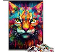 Puzzle 1000 pièces Lynx coloré pour Adultes, Taille 50x75cm, pour la fête des mères, Les Anniversaires et Noël.