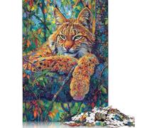 Puzzle 1000 pièces Lynx dans Un Arbre pour Adultes, Cadeau d'halloween, 14 Ans et Plus, 1000 pièces (75 x 50 cm)