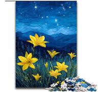 Puzzle 1000 pièces Lys Jaunes dans Le Ciel Nocturne pour Adultes et Adolescents Un Jeu Stimulant, idéal comme Cadeau pour Toute la Famille (26x38cm)