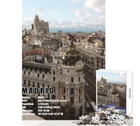 Puzzle 1000 pièces Madrid Encyclopédie-Jeu de Construction-Cadeau Père Noël Secret-Jeu éducatif avec pièces de Formes aléatoires Parfaitement emboîtables (Dimensions 38x52cm)