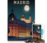 Puzzle 1000 pièces Madrid Espagne Voyage Assemblage Parfait Jeu d'adresse Artistique et de réflexion Temps de détente Cadeau Artistique de Noël (38x26cm)