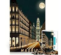 Puzzle 1000 pièces Madrid Espagne Voyage Découpe précise Art Jeu de compétences cognitives Loisirs Amusant Cadeau de Noël apaisant (38x26cm)