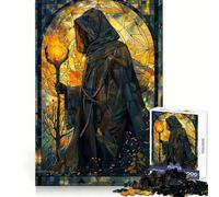 Puzzle 1000 pièces Magicien du Feu en vitrail pour Adolescents Un Jeu de logique Stimulant pour se détendre et créer Une Surprise d'anniversaire 38x26cm