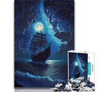 Puzzle 1000 pièces, Magnifique Bateau Pirate, pour Adolescents, Anti-Stress, défi Difficile, renforce l'amour Entre Couples, 26x38cm