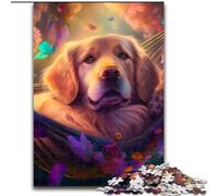 Puzzle 1000 pièces Magnifique Golden Retriever Puzzles pour Noël Halloween Fête des Mères Nouvel an Cadeau de Pâques (Taille 26x38cm)