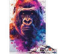 Puzzle 1000 pièces Magnifique Puzzle Gorille pour Adultes Puzzle en Bois Meilleur Cadeau pour Adultes et Enfants 75x50cm
