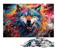 Puzzle 1000 pièces Magnifique Puzzle Loup coloré pour Enfants Cadeau de Noël 1000 pièces (38 x 26 cm)