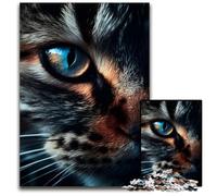 Puzzle 1000 pièces, Magnifique Puzzle Macro œil de Chat pour Adultes, Jeu de défi cérébral pour Adolescents et Interaction familiale 50x75cm/19,68x29,52 Pouces