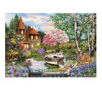 Puzzle 1000 pièces : Maison au bord du lac