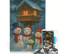 Puzzle 1000 pièces Maison dans l'arbre de Noël d'une Famille de bonhommes de Neige décoration Murale activités Amusantes à la Maison Collection d'artistes Beaux-Arts 38x26cm
