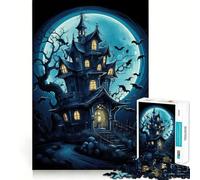 Puzzle 1000 pièces Maison Hantée Halloween pour Adultes et Adolescents, Jeu de réflexion, Loisirs, Bords précis, décoration Murale 50x75cm