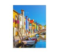 Puzzle 1000 Pièces，Maisons colorées de l’île de Burano, Province de Venise, Italie，3D Adultes Bois Jouets Éducatifs Meilleur Cadeau d'anniversaire Garçons Filles（75x50cm）-J42