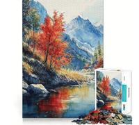 Puzzle 1000 pièces « Majesté de la rivière d'automne » Jeu de Construction précis et Amusant,Stimulation Cognitive,détente,Art pour Un Anniversaire (38x26cm)