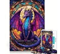Puzzle 1000 pièces Majesté du Dragon Violet pour Adolescents Un Cadeau élégant et Relaxant aux découpes nettes (38x52cm)