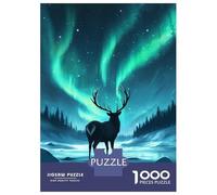 Puzzle 1000 Pièces Majestic Deer Aurora Puzzles pour Adultes, Jeu Familial, Améliore La Mémoire, Offrez-Les en Cadeau À Toute La Famille 70x50cm/1000pcs