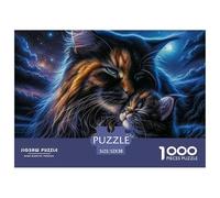 Puzzle 1000 pièces Maman Chat et Chaton Difficile pour Adultes - Chaton Nuit Galaxie, Jeu Éducatif Anti-Stress, Cadeau 52x38cm