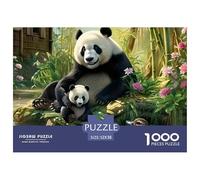 Puzzle 1000 pièces Maman Panda Bébé Bord Étang Famille, Décoration Murale Maison, Activité Familiale Idée Cadeau Adulte Enfant 52x38cm