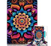 Puzzle 1000 pièces Mandalas en Fleurs pour Adolescents, avec Affiche et fiche de Questions-réponses 14 Ans 26x38cm