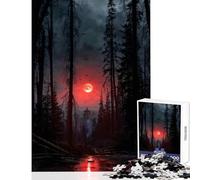 Puzzle 1000 pièces « Manoir de la Lune de Sang » Jeu éducatif Cadeau de Père Noël Secret Jeu Relaxant avec Poster et fiche de Questions Assortis Format 38x26cm