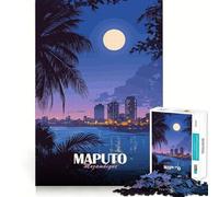 Puzzle 1000 pièces Maputo Mozambique Paysage Urbain Nocturne Assemblage Parfait Art Créatif Jeu de détente et de Loisirs Décoration de Noël (38x52cm)