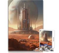Puzzle 1000 pièces Mars, planète Rouge et Paysage Urbain Idéal pour des Moments de détente à la Maison Jeu de Construction Durable et précis Dimensions:38x26cm