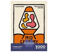 Puzzle 1000 Pièces Mid Century Modern Lava Lamp Design Puzzles pour Adultes Améliore La Mémoire Interaction Parent-Enfant Casse-tête Jeux De Société 38x26cm/1000pcs