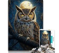 Puzzle 1000 pièces Midnight Owl pour Adultes et Adolescents, pour Un Moment de détente à la Maison avec des pièces de Formes aléatoires entièrement emboîtables (38x26cm)