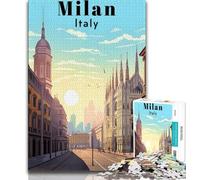 Puzzle 1000 pièces Milan Italie, Affiche de Voyage, pour Adolescents et Adultes, Jouets éducatifs, Jeux Anti-Stress, Superbes Cadeaux et Jouets 50x75cm