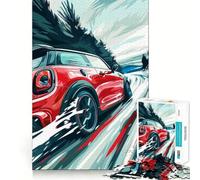 Puzzle 1000 pièces Mini Cooper Racing Rouge pour Adolescents, Jeu Intelligent, Jeu d'intérieur, découpe précise, Cadeau Exquis (50x75cm)