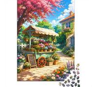 Puzzle 1000 Pièces Mini pour Adultes Fleurs Jardin Chariot Idée Cadeau
