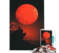 Puzzle 1000 pièces Minimaliste en Forme de Lune Rouge idéal pour Les Adolescents Jeu addictif pour développer la Patience et créer Un Casse-tête Stimulant Cadeau d'anniversaire Difficile (75x50cm)