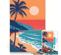 Puzzle 1000 pièces Minimaliste LA Beach Art Fine Joint Fun Problem Log Game Quiet Game Time Christmas Decor Gift (50x75cm)
