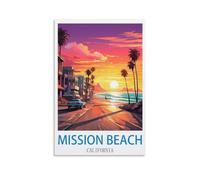 Puzzle 1000 pièces, Mission Beach Californie, Puzzle Classique 1000 pièces, Jeu éducatif, pour Adultes et Enfants, 38 x 26 cm