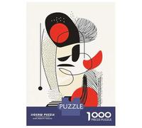 Puzzle 1000 Pièces Modern Abstract Face - Geometric Minimalist Wall Art pour Adolescents - Jeu De Réflexion - Cadeaux pour Femmes - Idées Cadeaux Uniques pour Un Anniversaire Ou Noël 52x38cm/1000pcs
