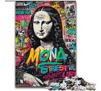 Puzzle 1000 pièces Mona Lisa Graffiti Puzzles en Bois Parfait pour la décoration de la Maison et du Bureau, Les fêtes, Les Anniversaires et Les Cadeaux de Vacances Taille 50X75CM