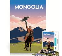 Puzzle 1000 pièces Mongolie,Ajustement Parfait,Jeu d'adresse Artistique et de réflexion,Moment de détente,Cadeau de Noël (38x52cm)