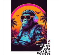 Puzzle 1000 pièces Monkey Dj Music6 pour adultes, cadeau d'Halloween, puzzle en papier pour adultes, amusement en famille et soirée de jeux, 1000 pièces (38 x 26 cm)