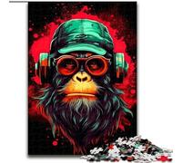 Puzzle 1000 pièces Monkey DJ Musique, Analyse et Logique avec pièces de Formes aléatoires entièrement emboîtables pour Les Enfants de 14 Ans et Plus (Taille 50x75cm)