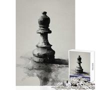 Puzzle 1000 pièces Monochrome Motif Fou d'échecs Aquarelle décoration intérieure Jouet Jeu éducatif avec Poster et fiche de Questions Assortis Dimensions 38x26cm