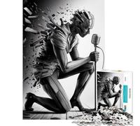 Puzzle 1000 pièces Monochrome Singer à Effet cassable idéal pour Les Adultes Jeu Anti-Stress pour améliorer la mémoire Cadeau d'anniversaire ou de Noël (50x75cm)