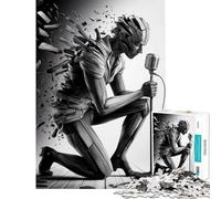 Puzzle 1000 pièces Monochrome Singer avec Effet Casse-pièces Jeux de détente pour Adultes Analyse et logique Idéal comme Cadeau pour Toute la Famille (Dimensions 38x52cm)