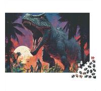 Puzzle 1000 pièces Monstre Dinosaure Géant Art Monstre Préhistorique Couleurs Vives Précis Carton Premium pour Débutants Cadeau pour Amateurs de Puzzle 38x26cm