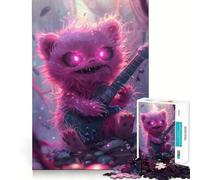 Puzzle 1000 pièces Monstre Guitare Non-Fluffy Jeu de Concentration mentale sans Espace,Design ajusté,défi cérébral interactif pour la Maison (38x26cm)