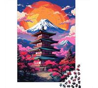 Puzzle 1000 pièces Mont Fuji, Art coloré, Japon, pour Adultes, Jouets familiaux, Cadeaux pour Filles et garçons, Puzzle en Bois écologique, 1000 pièces (75 x 50 cm)