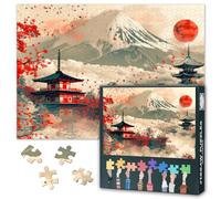 Puzzle 1000 pièces : Mont Fuji avec motifs traditionnels japonais (50 x 70 cm) - Motif culturel avec Fujiyama, puzzle artistique extrêmement sophistiqué