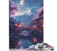 Puzzle 1000 pièces Mont Fuji et cerisiers en Fleurs pour Adultes, Cadeau d'halloween, 14 Ans et Plus, 1000 pièces (75 x 50 cm)