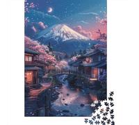 Puzzle 1000 pièces Mont Fuji et cerisiers en Fleurs pour Adultes, Cadeau d'halloween, Jouets éducatifs et éducatifs, 1000 pièces (38 x 26 cm)