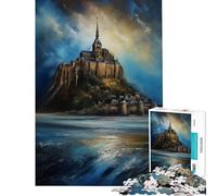 Puzzle 1000 pièces Mont Saint Michel Intemporel Jeu intellectuel et éducatif pour Adolescents idéal en Famille ou comme Cadeau d'anniversaire (38x52cm)